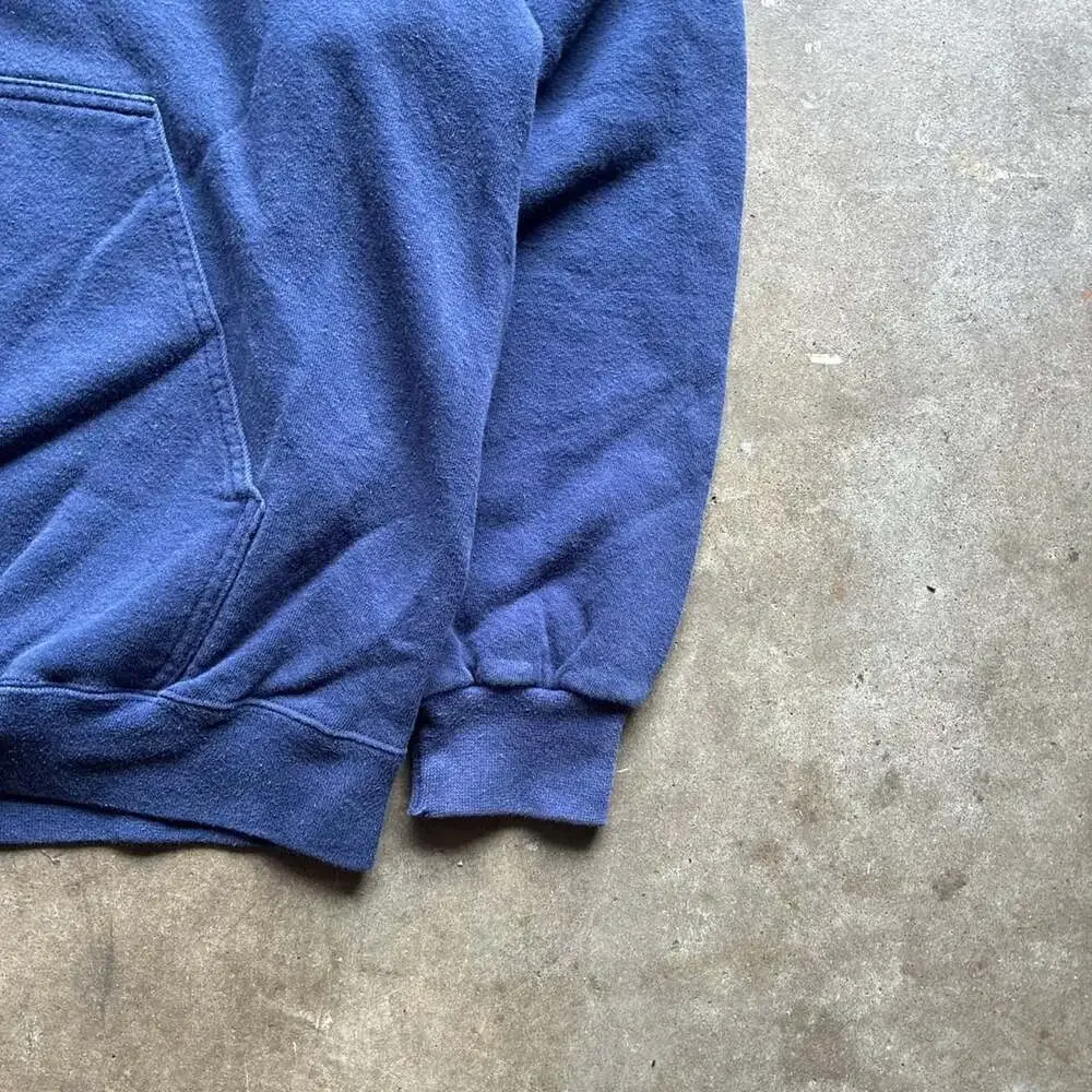 Vintage 90s Nike Blue Embroidered Mini Swoosh Hoodie Made in USA